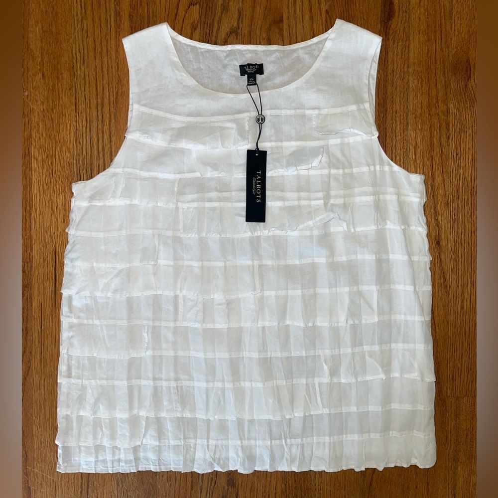 Talbots White Ruffle Top Size 10P
